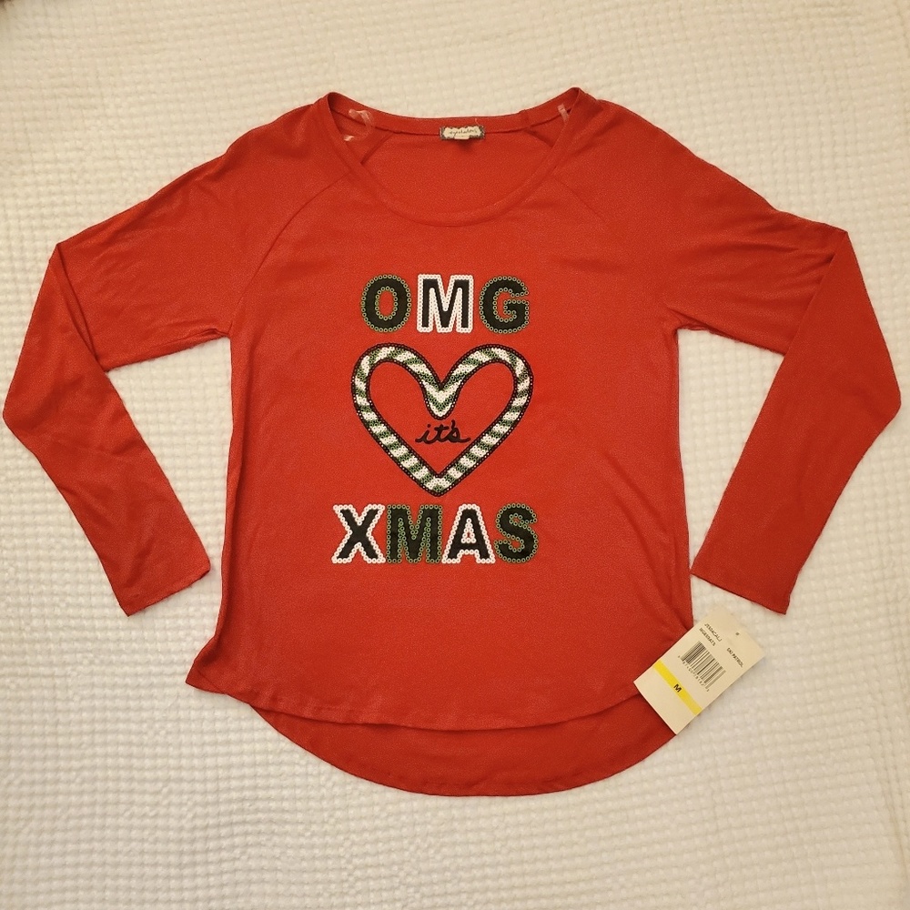 Girls "Omg XMAS" Girls Medium Long Sleeve Shirt